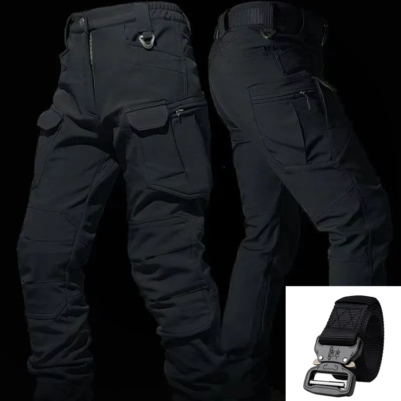 Men\'s Winter Velvet Thickened Outdoor Invader Soft Shell Tactics Windproof and Waterproof Mountaineering Jacket and Pants