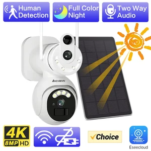 8MP CCTV Audio PIR Motion Detect Track Solar Surveillance Camera 4K Wifi PTZ IP Cameras Waterproof 90M Colorful Night Vision