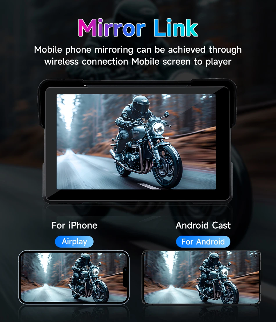 7 zoll Carplay Motorrad GPS Navigation 2K Moto DVR Drahtlose Android Auto Display Bildschirm Tragbare Stick Recorder Moto Monitor – Detail 6