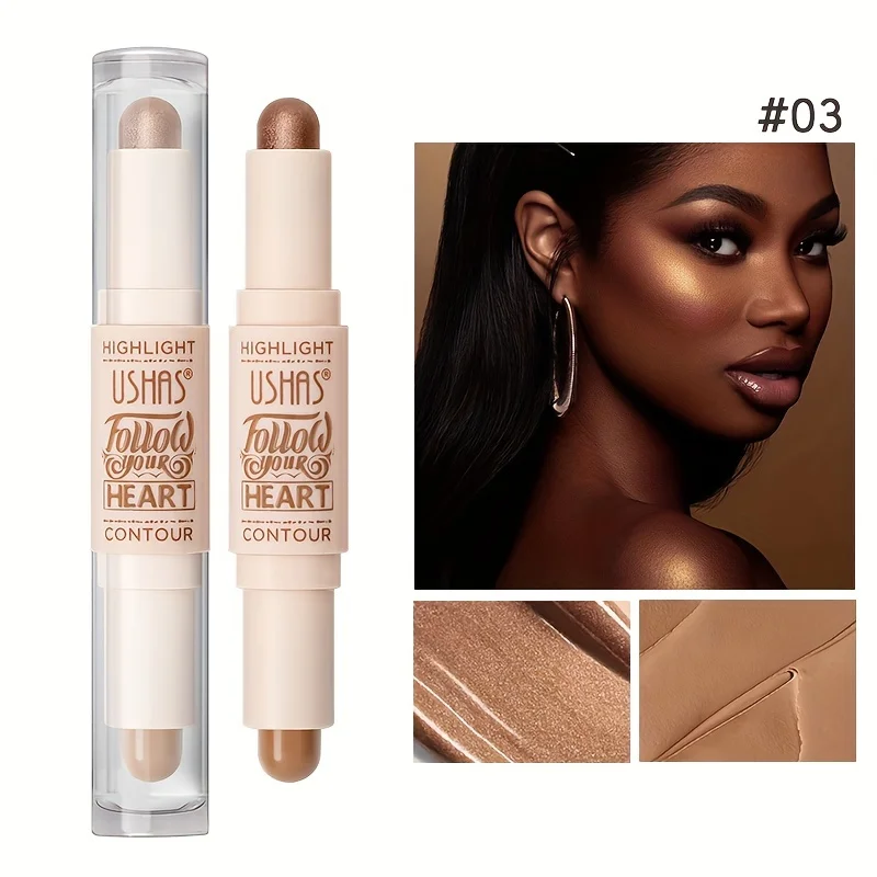2 IN 1 Shimmer Bronzers Contour Stick Waterproof Multi-purpose Highlighter Shaping Shadow Face Modify Concealer Pen