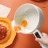 Marmite Électrique 1,6 L, Poêle Antiadhésive Multifonctionnelle pour la Maison, Cuiseur à Riz, Mijoteuse Électrique à Faible Consommation pour Dortoir, Cuiseur Vapeur Électrique 600W 6