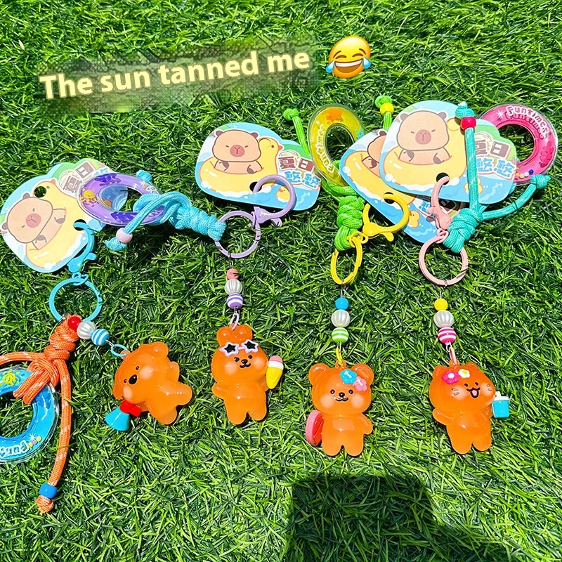색상 변경 고양이 토끼 펜던트 키 체인 Uv 감도 온도에 민감한 색상 변경 열쇠 고리 인테리어 장식
