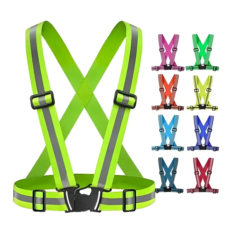 반사 안전 조끼 경량 조절 가능한 탄성 조끼 자켓 교통 제어 러닝 사이클링을 위한 Hi Vis 반사 스트립