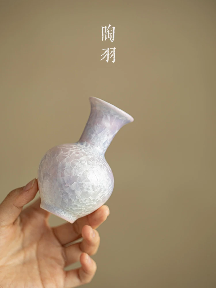세라믹 크리스탈 글레이즈 퍼플 블루 꽃병, 가정용 장식품, 티 테이블, 거실, 현관, 드라이플라워 홀더