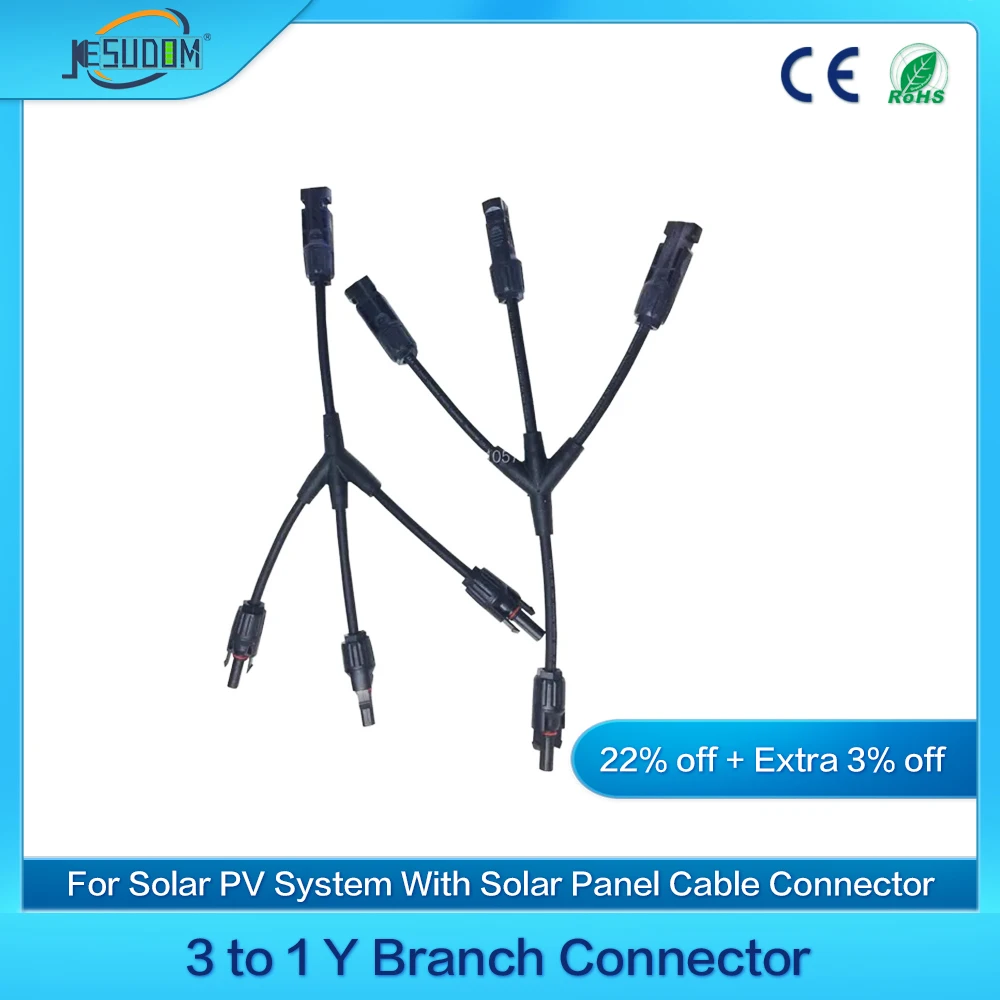 Y Type Connecteurs Solar, 2 pcs (1 à 3 Branches) Professionnel Imperméable  Connecteur de Panneau Solaire