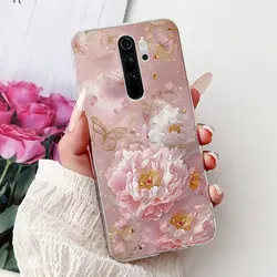 Clear Soft TPU Phone Case Cover with Cute Kawaii Floral Design - Redmi Note 8 Pro (6046)