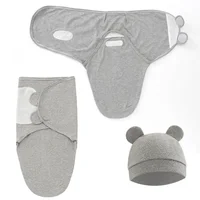 100% Organic Cotton Baby Swaddle Blanket Wrap Hat Set for Infant  Adjustable Newborn Swaddle Baby Swaddle for 0-3 Month 2