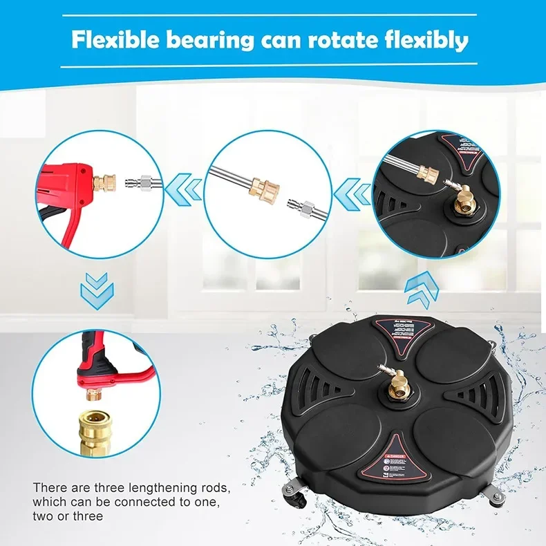 High Pressure Washer 13 Inch Round Floor Scrubbing Disc Scrubbing Disc Brush Pool Road Washer Accessories 2500PSI