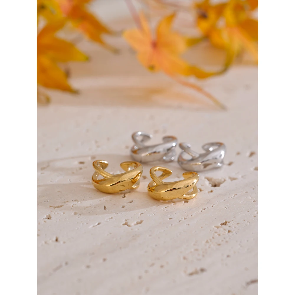 Yhpup 316L Stainless Steel Geometric Ear Clip Earrings