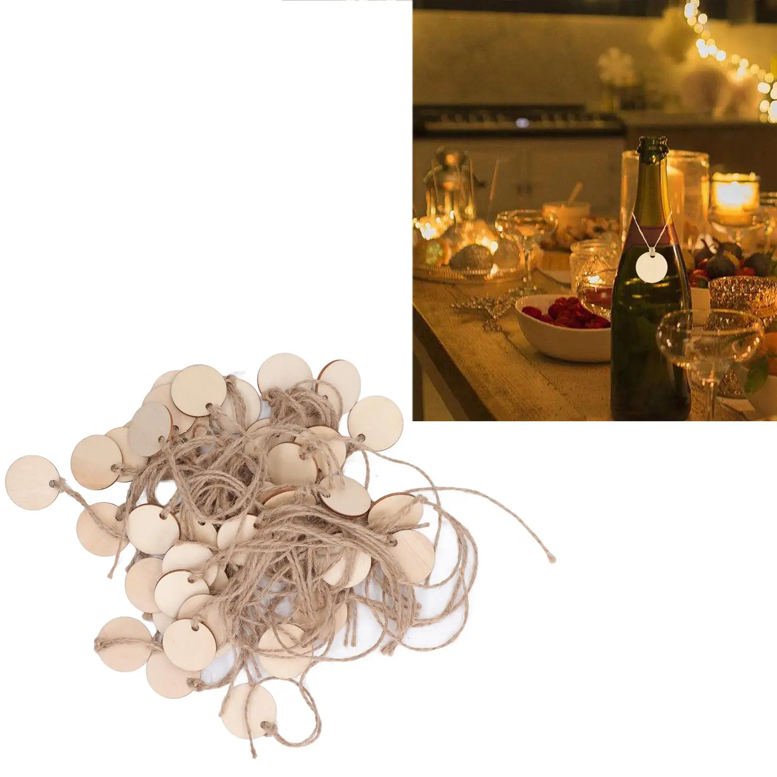 Wine Bottle Tags DIY Crafts Glossy Burr Free Poplar Wood Round for baby Shower Gift Tags