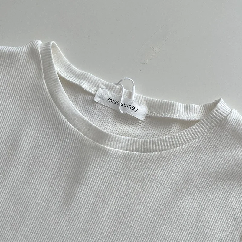 Women's Small Fresh Solid Round Neck Thread Short Sleeve T-shirt Korean Multi Color Basic Universal Slim Fit Top 3