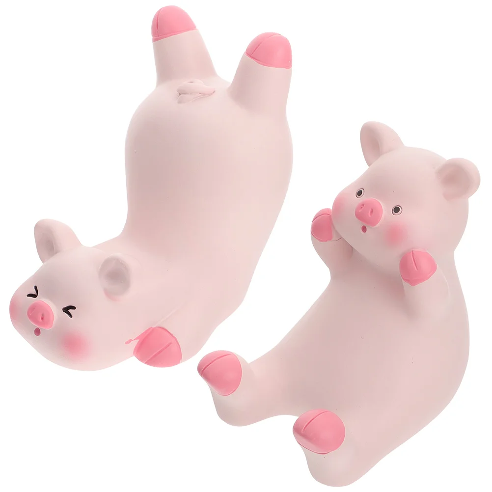 

2 Pcs Piggy Mobile Phone Accesory Telephone Smartphone Accessories Desktop Cell Stand Animal Wooden