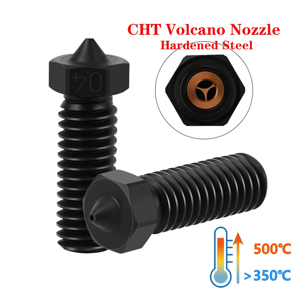 E3D Hardened Steel Nozzle Volcano CHT Hotend High Flow Clone 500℃ Nozzles for Ender 3 1.75mm PLA 3D Printer Parts