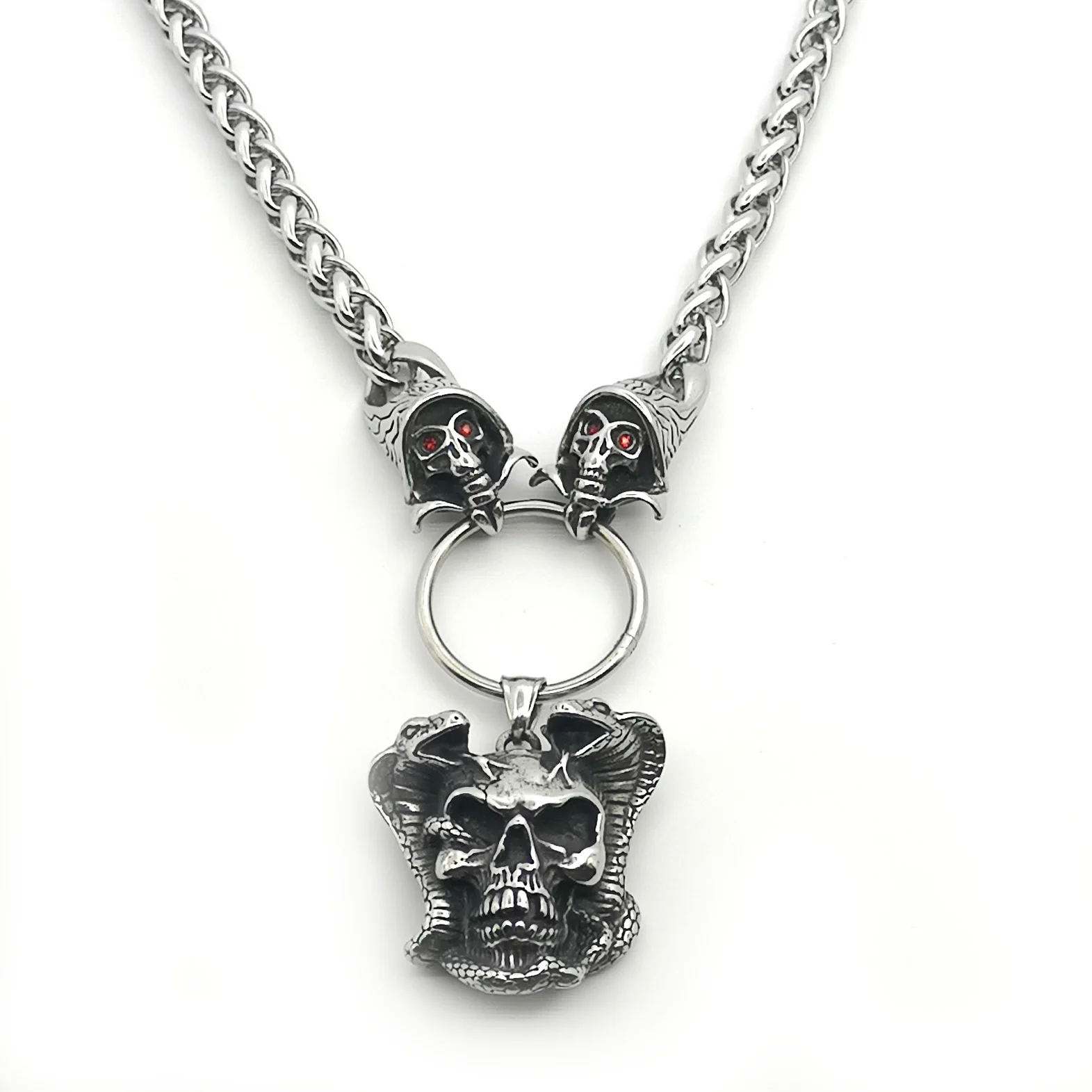 Stainless Steel Skull Pendant Death Dragon Bone Chain Necklace Neo-Gothic Jewelry