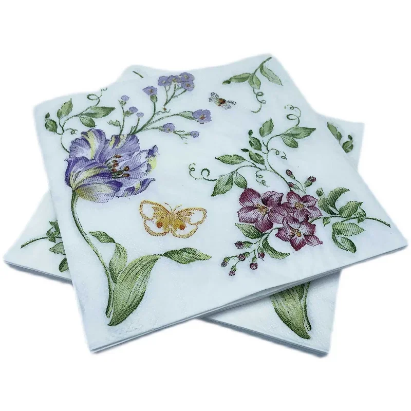 Colourful Printed Napkins Creative Plate Bone Bart Floral Square Paper Napkin Party Wedding Restaurant Paper Placemats 20pcs/pac paper napkins