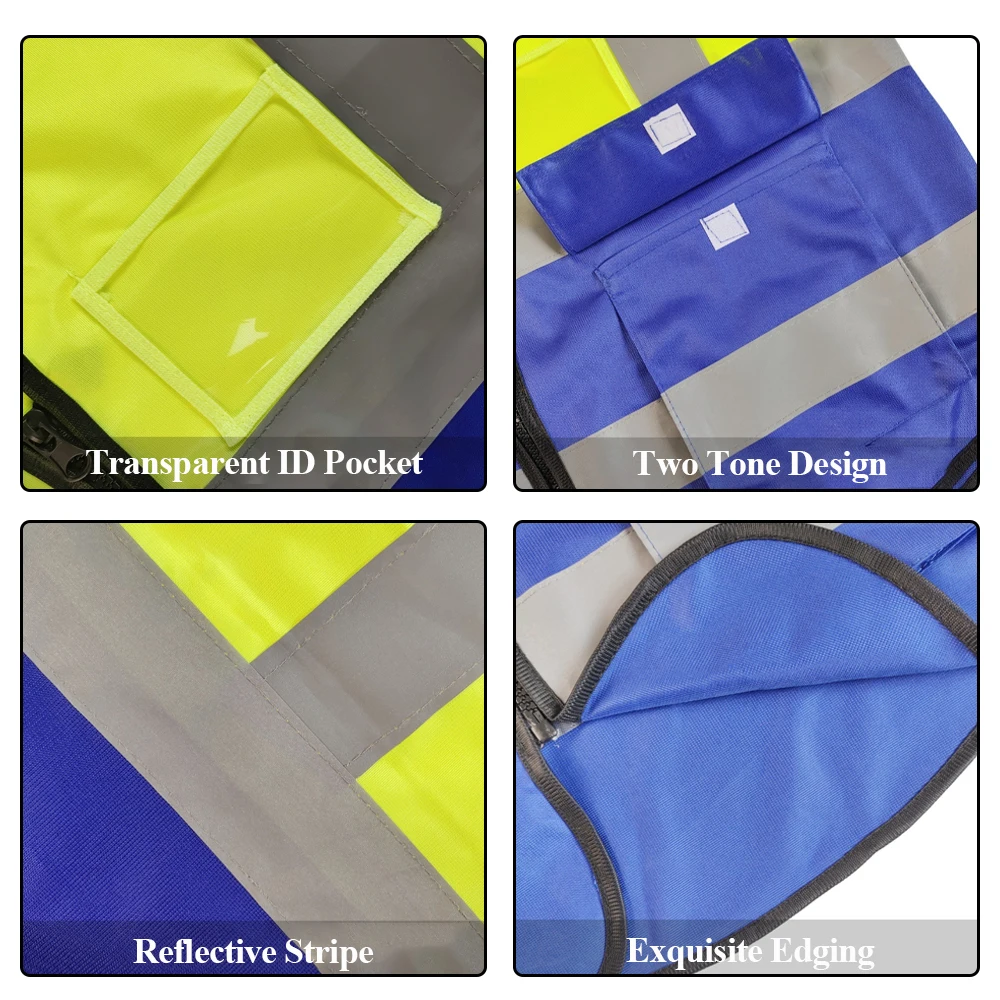 Size S-5XL Safety Vest with Pockets Zipper High Visibility Construction Security Working Clothes Workwear