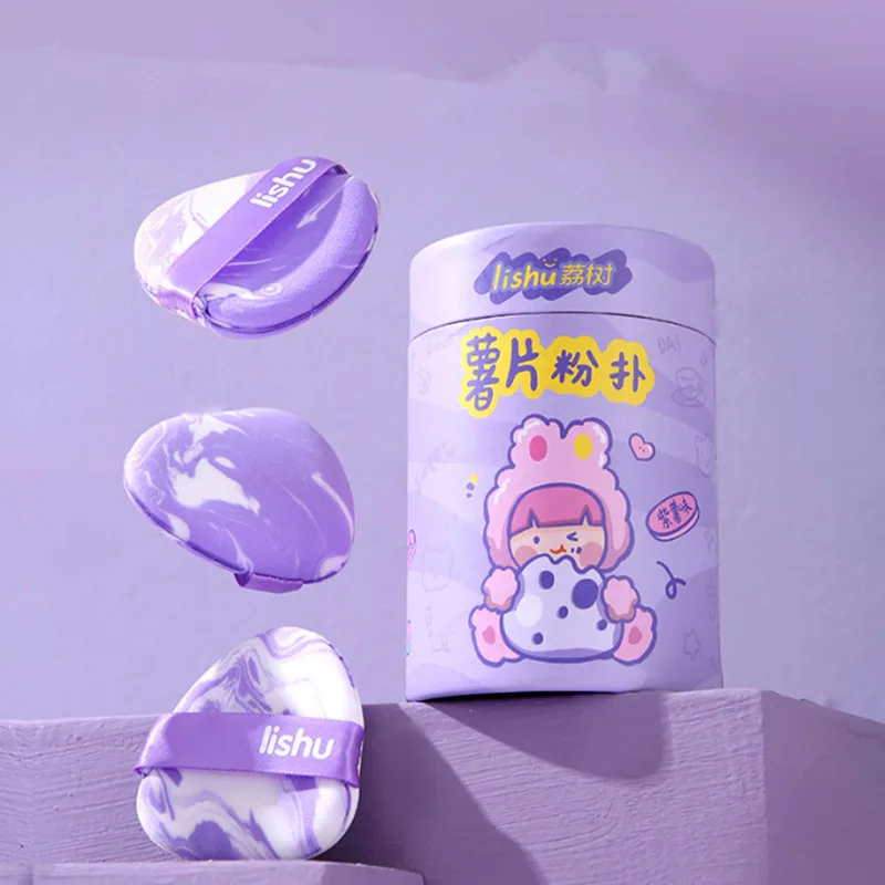 Lishu-건식 습식 메이크업 사용 가능 화장품 퍼프 스폰지 쿠션, 블렌더링 퍼프 파운데이션 파우더, 부드럽고 귀여운, 6 개