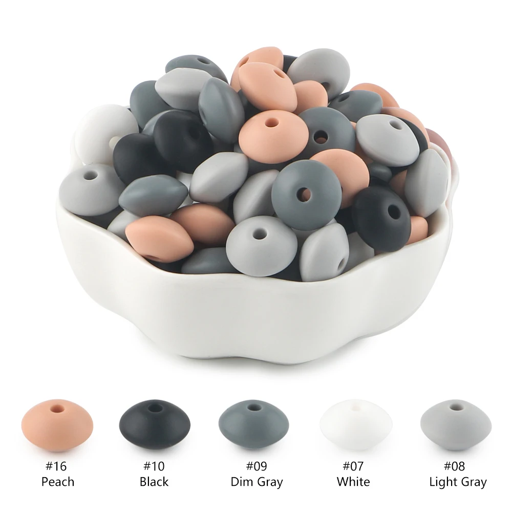 Silicone Lentil Spacer Beads for DIY Accessories (12mm, Multiple Quantities Available)