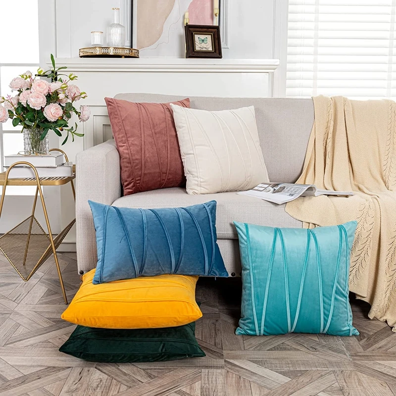 2 Federe Per Cuscino 50x50 Cm - Copricuscini Decorativi In Giallo Per Divano, Letto E Casa - Morbide E Lavabili