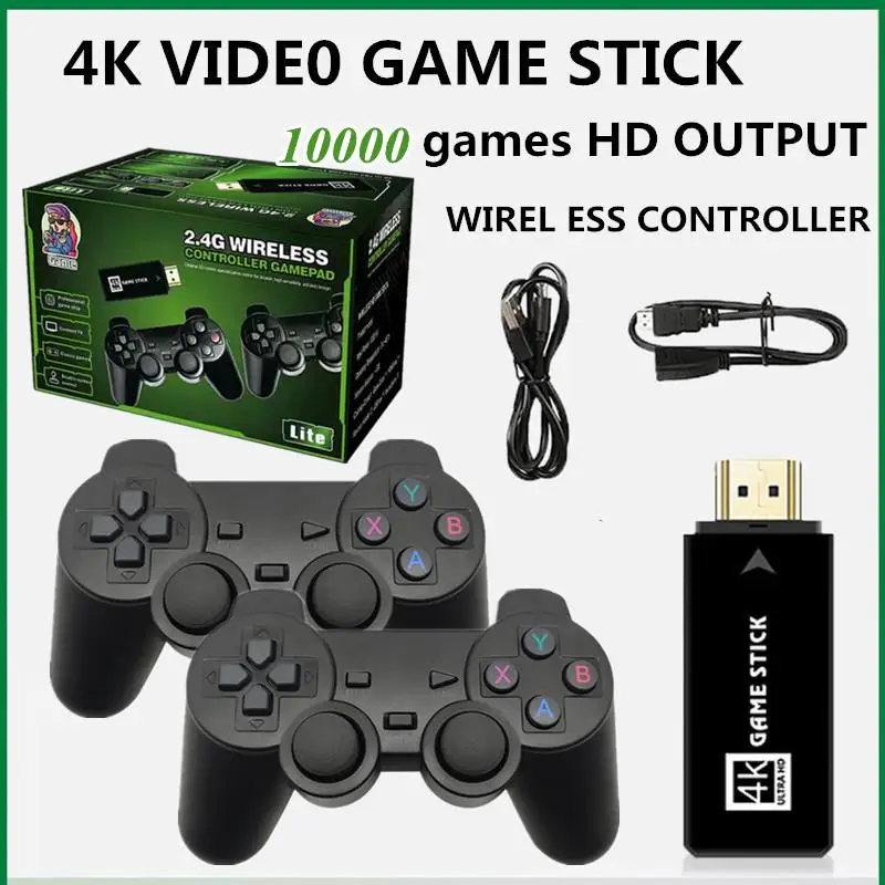 

New Video Game Console Stick Lite 4K 32G Built-in 10000 Games Retro Games Console Wireless Controller For GBA Xmas Gift