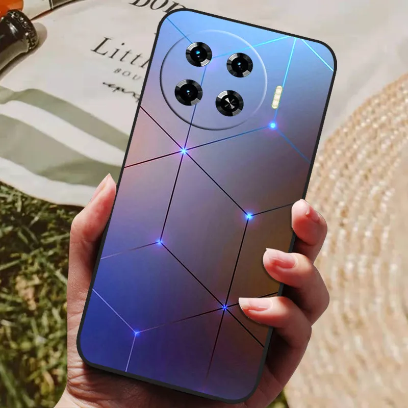 Tecno Spark 20 Pro Plus Black Silicone Case with Lion and Wolf Design