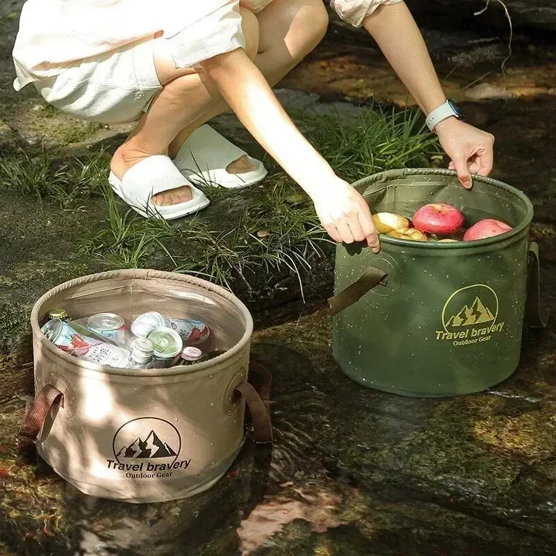 5L/10L/20L Outdoor Large-capacity Bucket Collapsible Portable Multifunctional Bucket Outdoor Barbecue Camping Non-leakage Folding Bucket Water Bucket