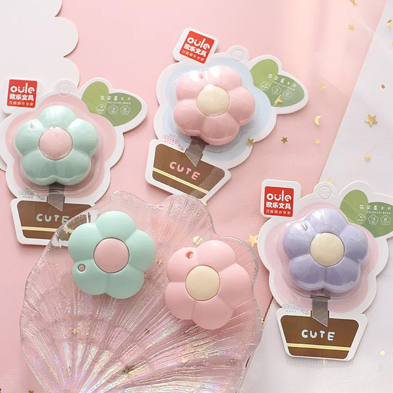 

Cute Flower Mini Pocket Knife Craft Wrapping Box Paper Envelope Cutter Portable Utility Knife Cartons Opener Office Stationery