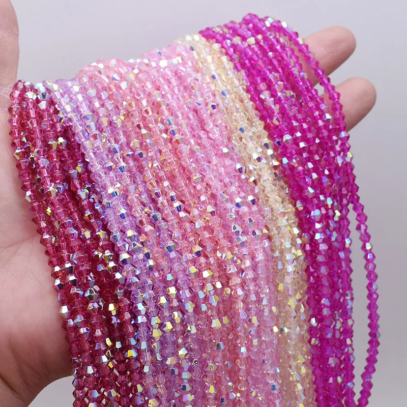 4mm 2 strand 160pcs AB Color Bicone Crystal Glass Beads Loose Spacer Beads Austria Faceted Crystal Jewelry Making DIY