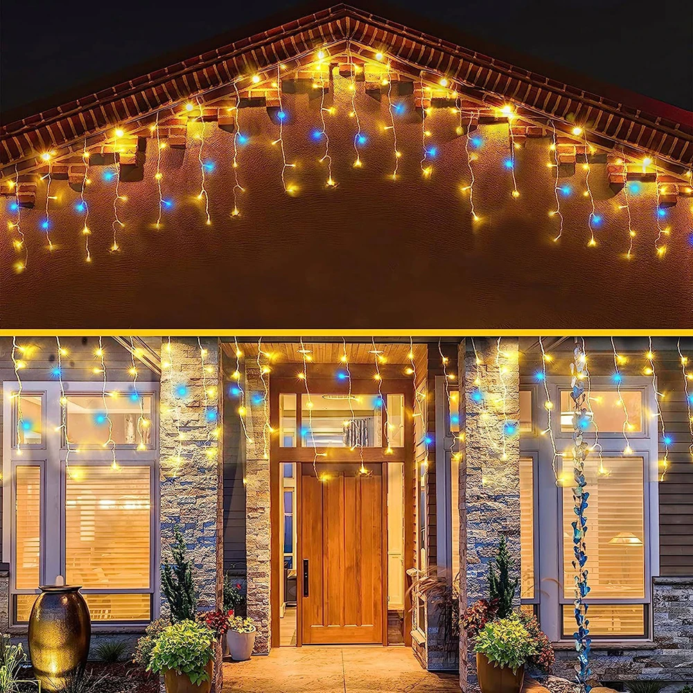 6m/12m LED Eiszapfen Lichterketten Eiszapfen Lichterkette Outdoor Girlande für Weihnachten Neujahr Party Hochzeit Garten Terrasse Dekoration