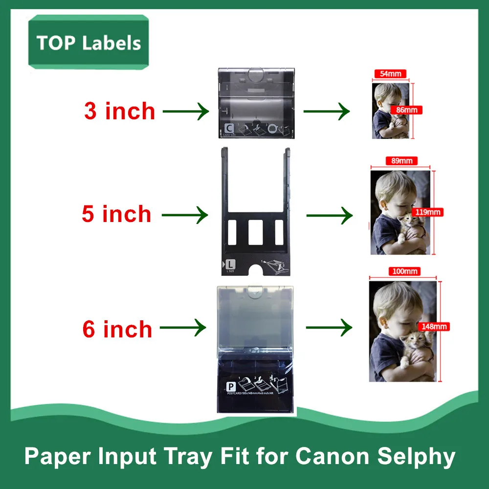 Paper Input Tray Fit for Canon Selphy CP1300 CP1200 CP1000 CP910 CP900 Photo Printer Tray 3/5/6 inch Postcard Size 3 inch Tray