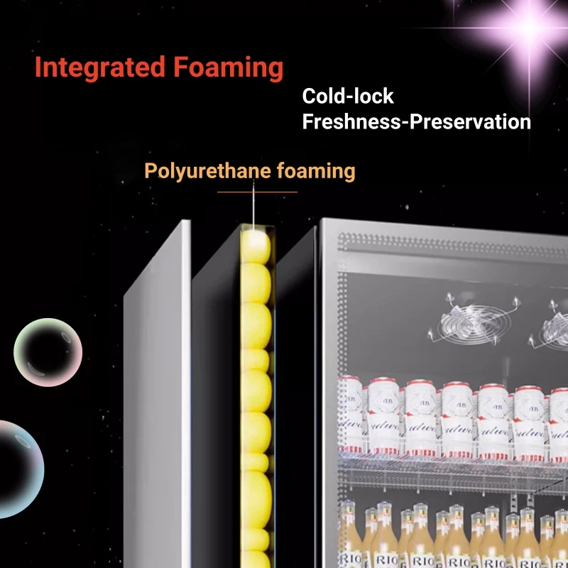 9-Commercial Refrigerator Upright Drink Freezer with Three Glass Doors Single-Temperature Vertical Display Freezer
