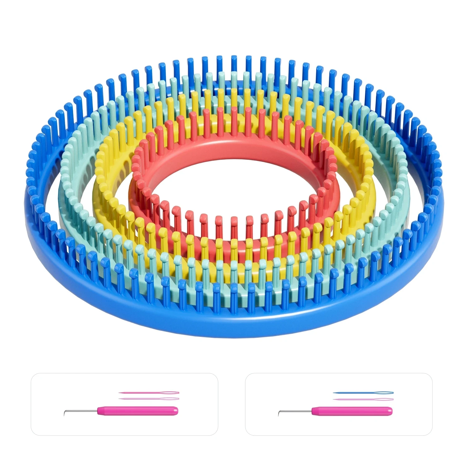 Knitting Looms Set Set of 4 Plastic Looms Knitting Loom Needle and Pick Fit Craft Kit Tool For