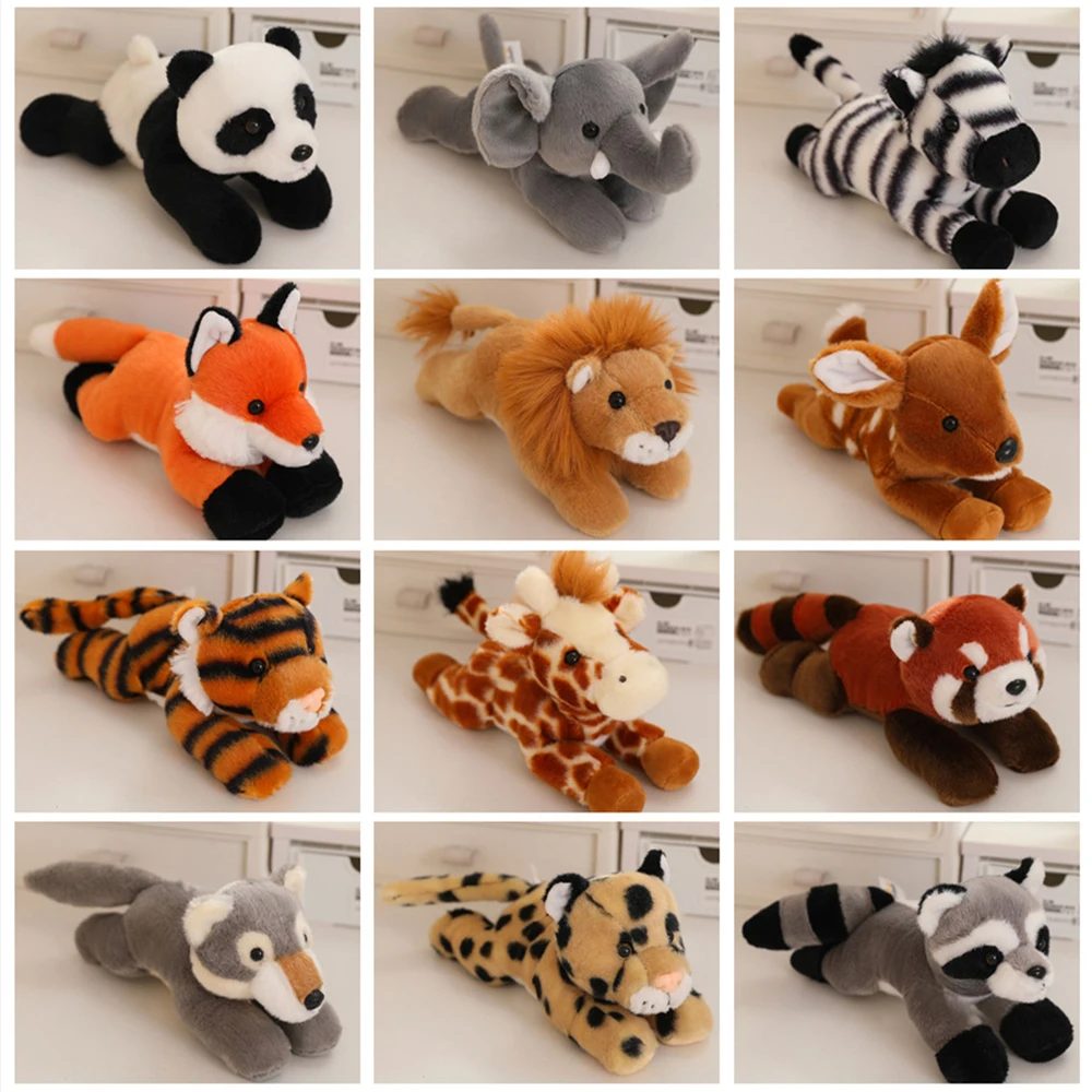 20/30cm couché forêt animaux jouets en peluche réaliste bébé animaux mignon zèbre girafe léopard Lion peluches peluche poupée Giftable 2