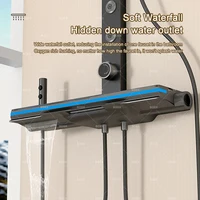 Grey Bathroom Shower Set Waist Spray Smart Digital Display Shower Faucet Full Set Hotel Apartment Bathtub Rainfall Shower System 2
