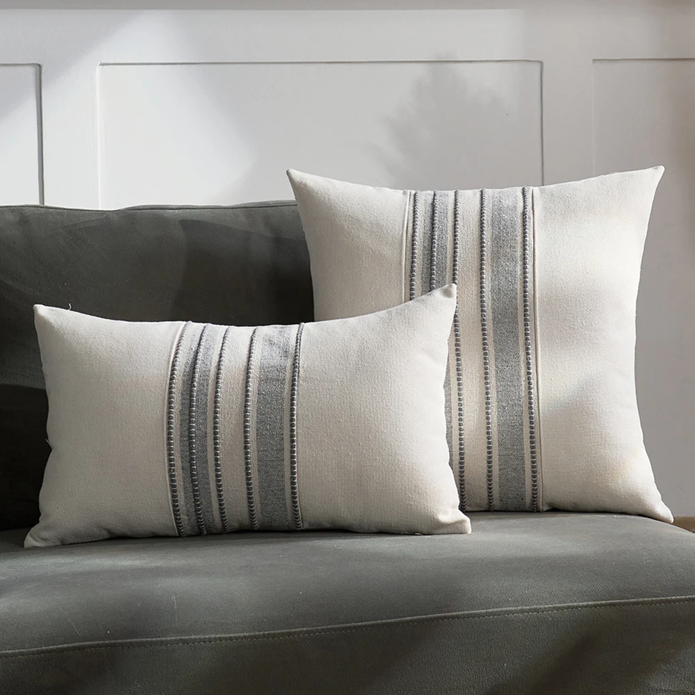 Farmhouse Boho Striped Throw Pillow Covers - Decorative Cushion Covers