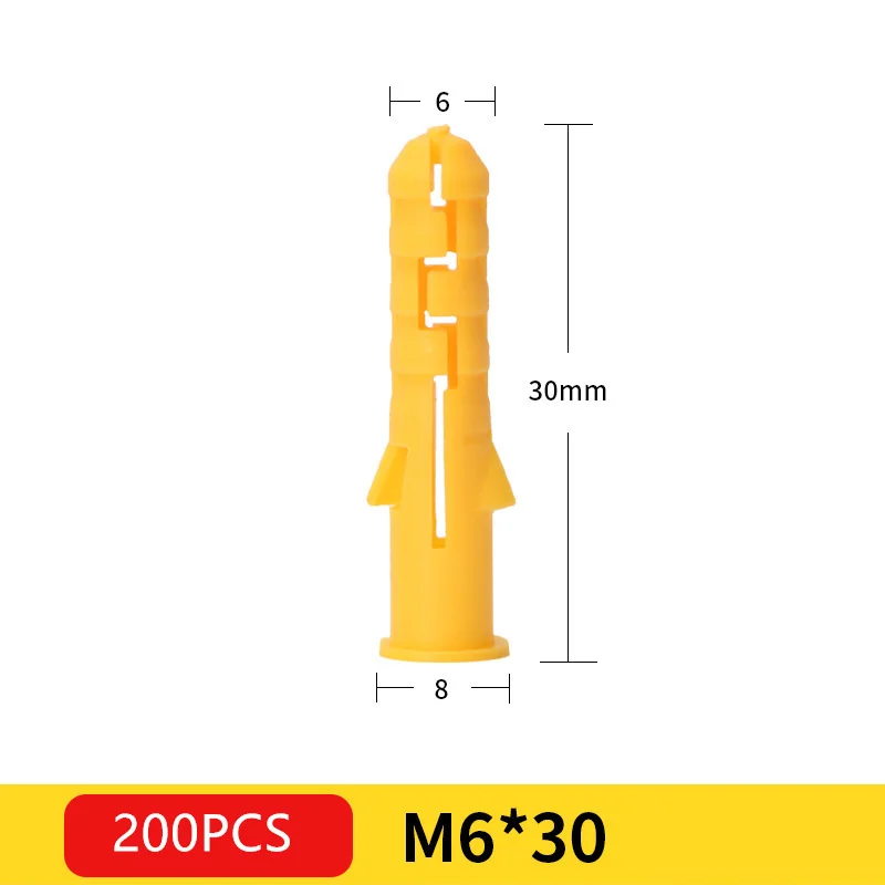 Description Picture 2 of item200pcs Plastic expansion pipe M6*30mm M8*40mm rubber plug plastic pipe nylon column expansion screw anchor plug wall plugs
