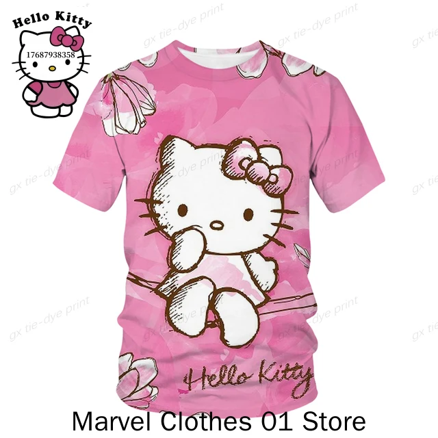 

Детская футболка с коротким рукавом, с 3D-принтом Hello Kitty