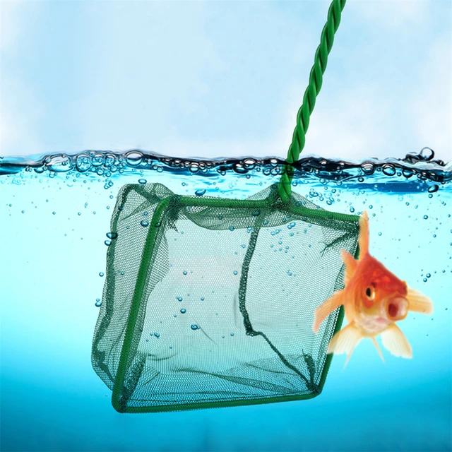 3~10 Inch Portable Nylon Green Fish Net Aquarium Long Handle Square Fish Tank Little Fish Shrimp Landing Net Cleaning Tool 2Pcs 4