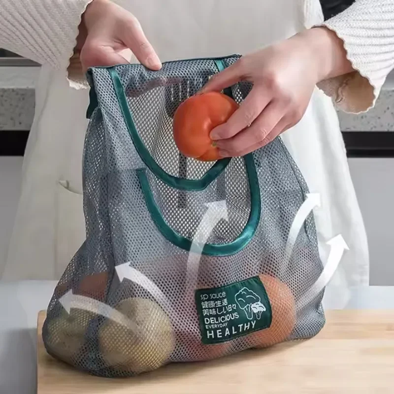 Portable Mesh Food Storage Bag for Onion Garlic Potato Durable Kitchen Organizer Reusable Breathable Vegetable Storage Bag