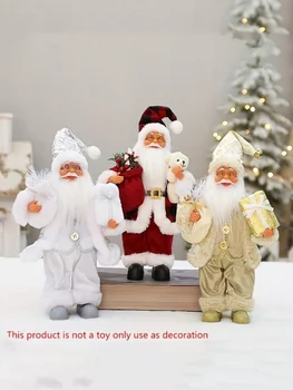 1pc Festive 12-inch Classic Santa Claus Statue: Golden and Silver White Christmas Decorations for Home, Kitchen, Hotel, and Offi 1