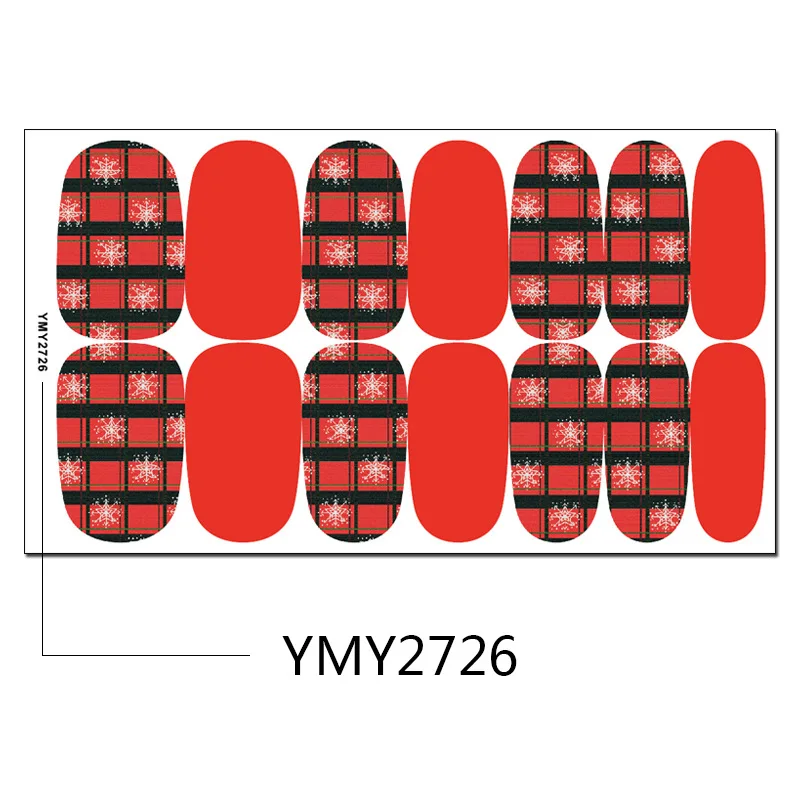 Baking Free Christmas Series Nail Polish Stickers Strips Plain Nail Art Decorations Heart Designs Glitter Powder Manicure Tips