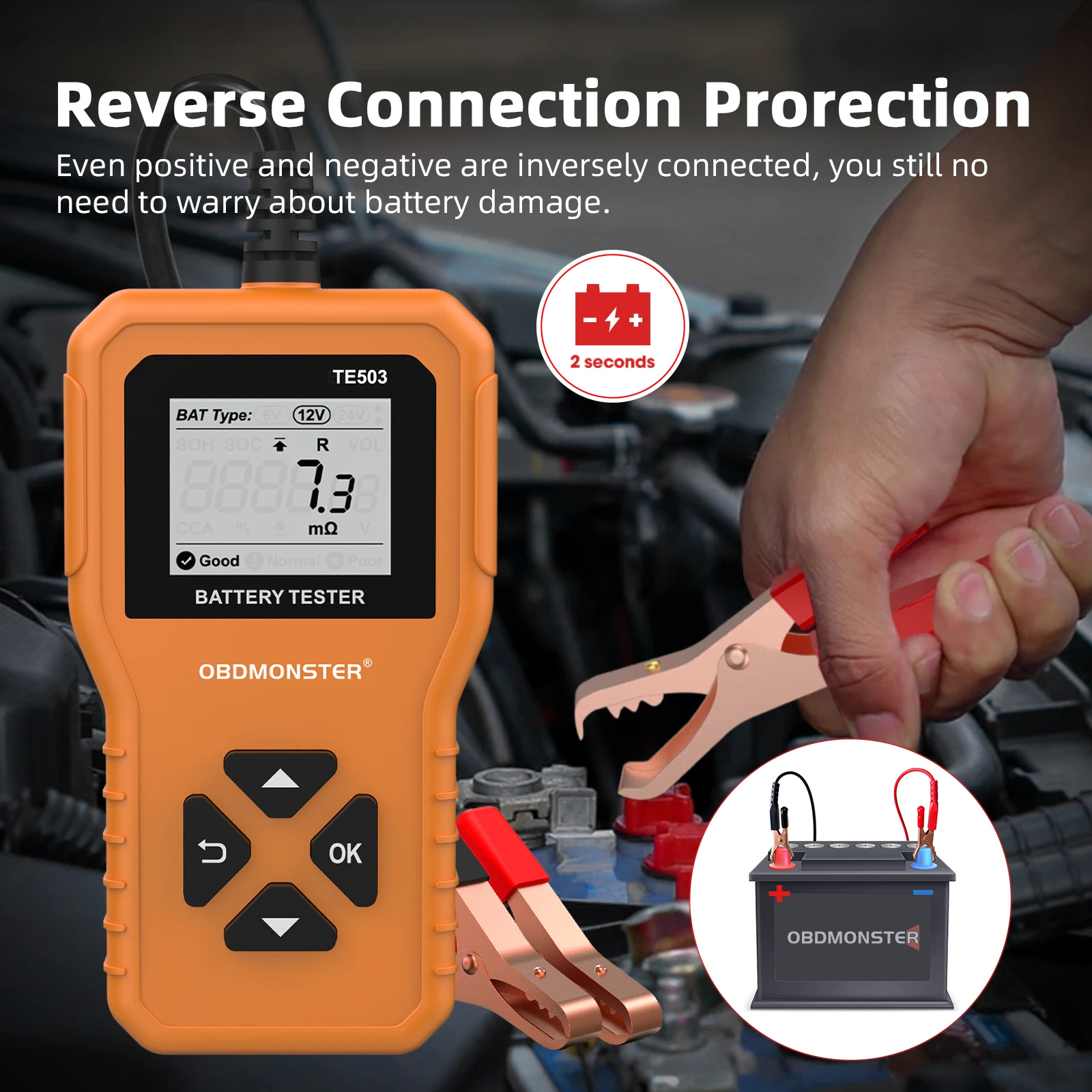 Car Battery Tester 6V 12V 24V 100-2000A CCA Capacity Digital Car System Tool Battery Analyzer Tool PK KW208