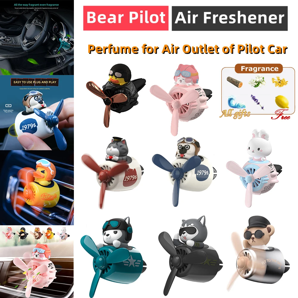 Pilot Blackcute Bear Pilot Car Air Freshener - Cartoon