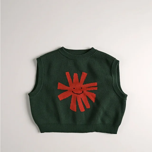 Gilet tricoté pour enfants, pull sans manches, mignon, dessin animé, doux, ample, vêtements d'extérieur, automne 2025 1