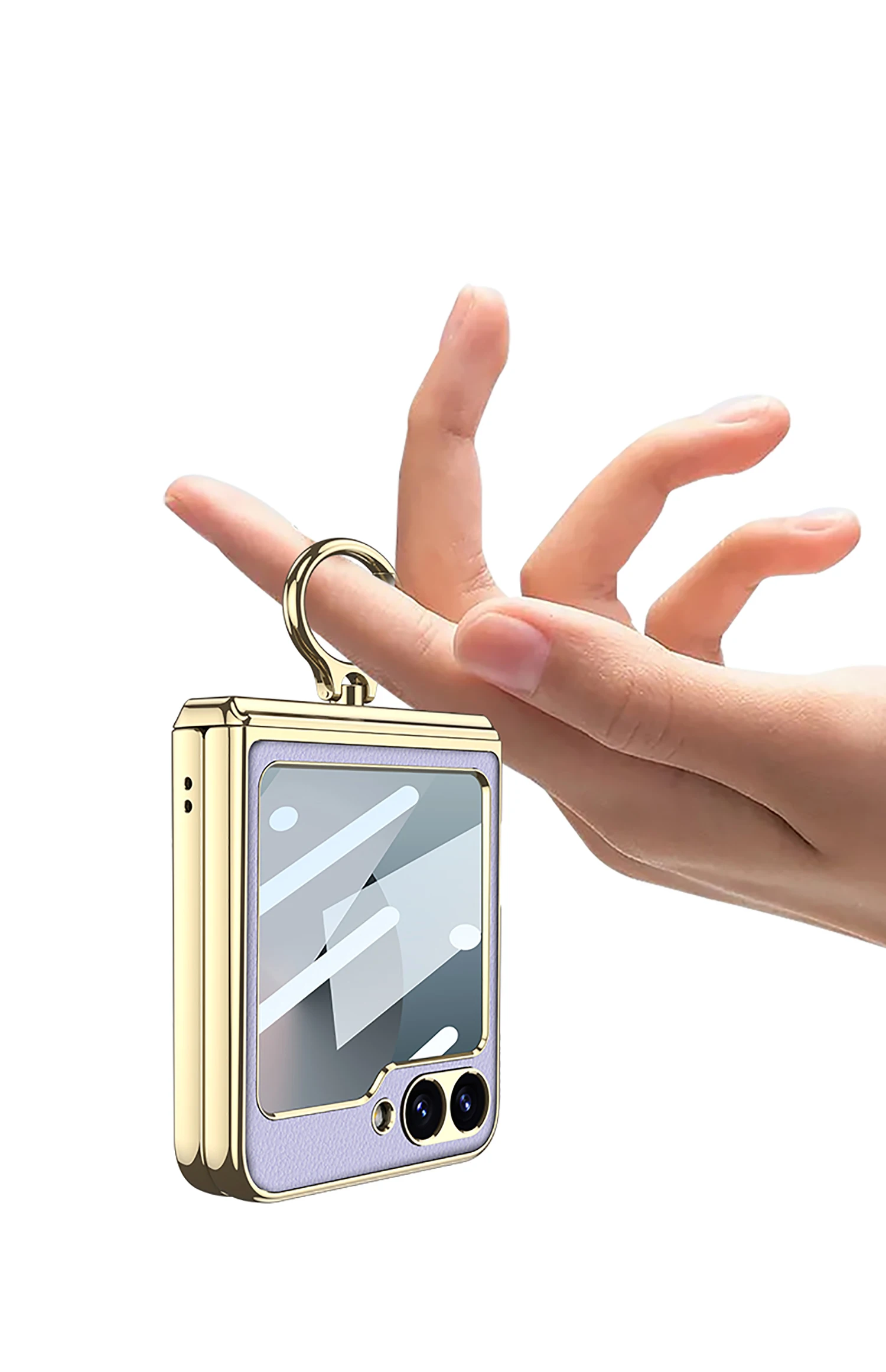 Magnetic Hinge PU Leather Case For Samsung Galaxy Z Flip 6 Screen Glass Plating