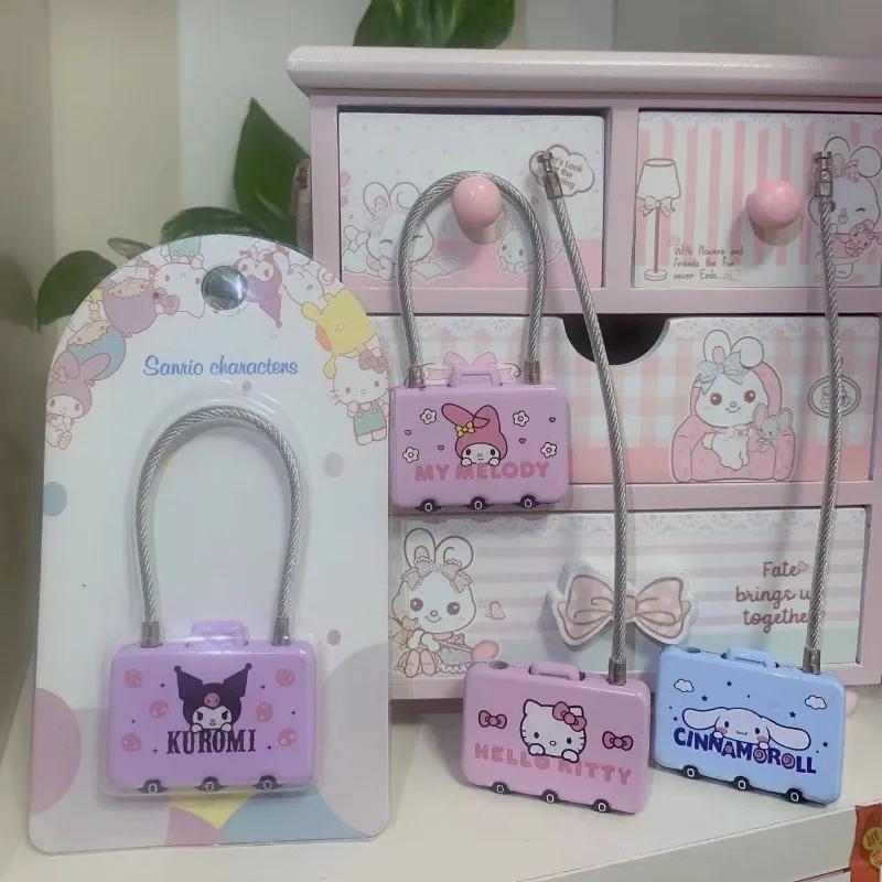 

Kawaii Anime Sanrio Hello Kitty Kuromi Anti-theft Rope Password Lock Cartoon Cinnamoroll My Melody Luggage Mini Password Lock