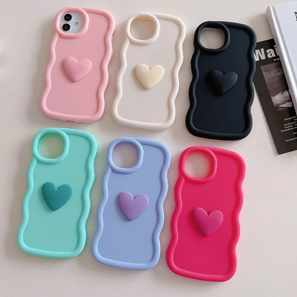 Charming 3D Heart Silicone Shockproof Phone Case - Candy Cover