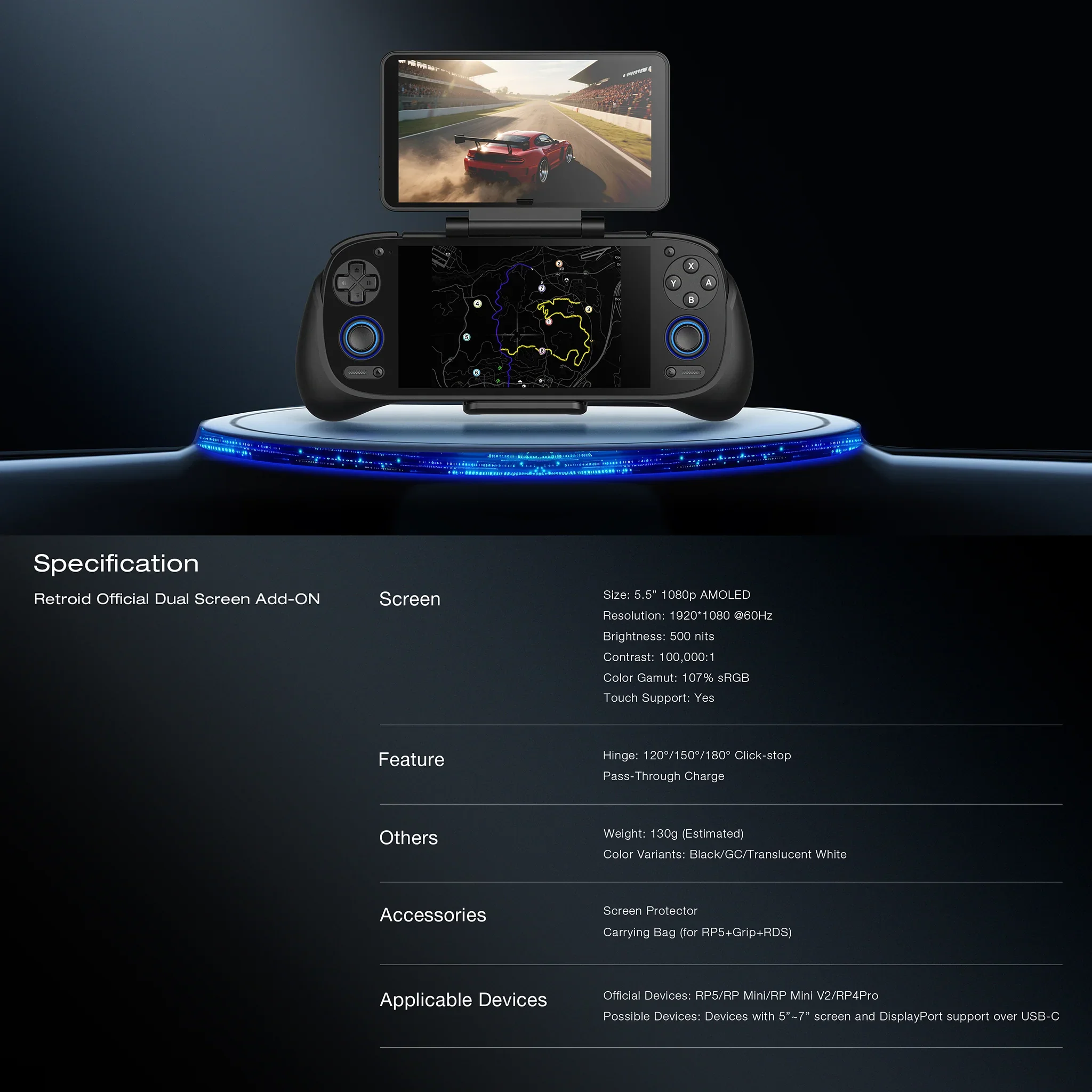 【即発送】Retroid Dual Screen Add-on ブラック Retroid Dual Screen Add-on – Portable AMOLED Display