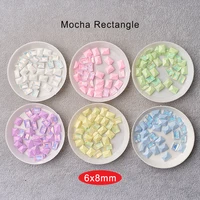 New Colored Mocha Pointed Bottom Rectangular 6x8mm Nail Art Rhinestone Macaron Style K9 Glass Manicure DIY Decoration 20/50pcs 1