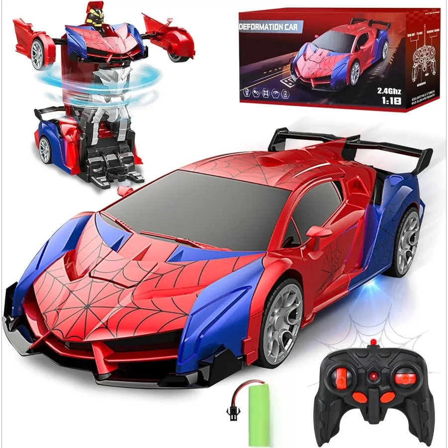 Voiture RC Spider déformable 2,4 GHz – Robot avec cascades, LED, rechargeable